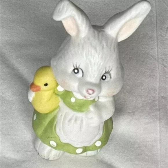 Other - RABBIT Figurine holding a Little Duck.